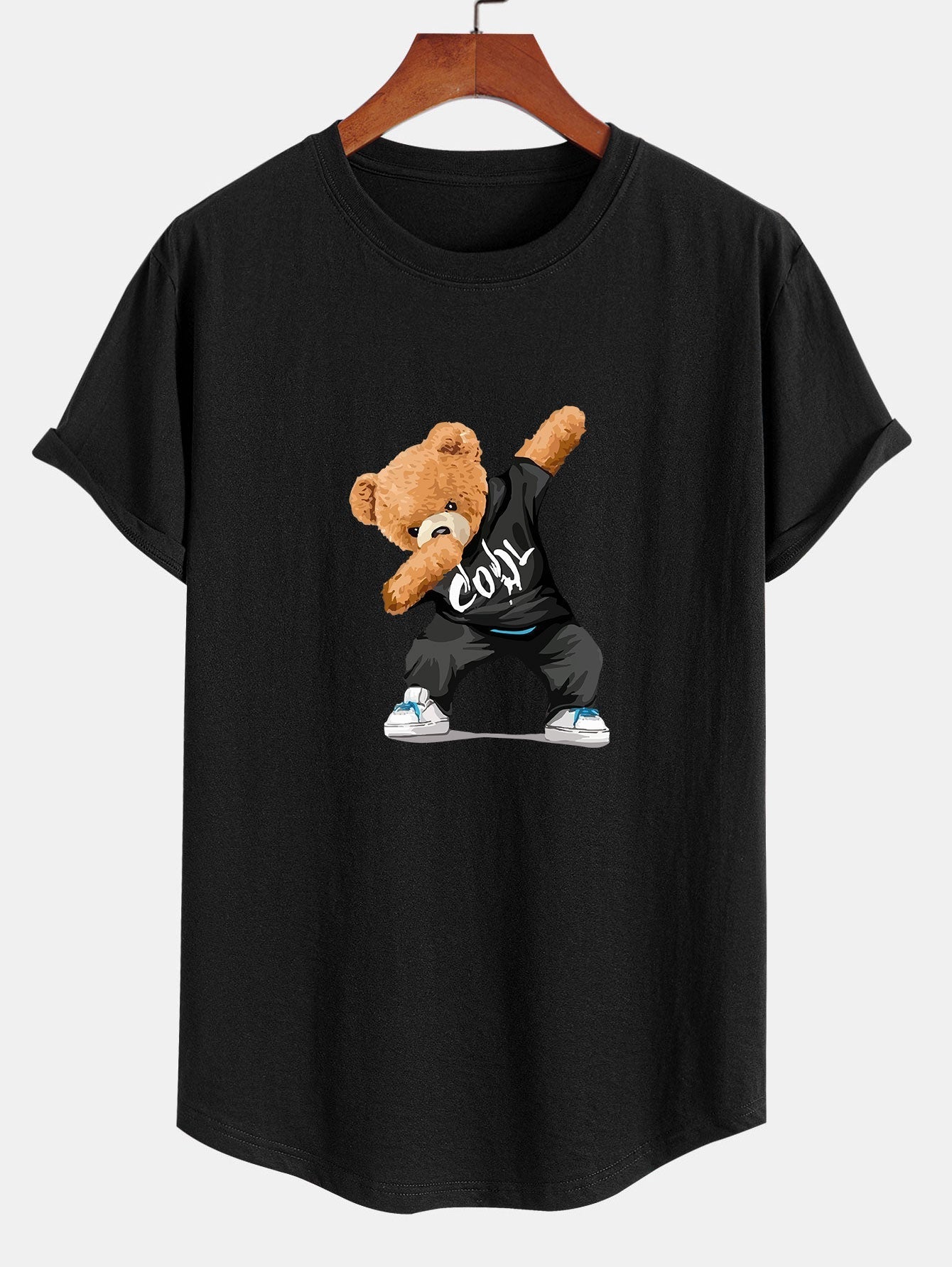 Cool Bear Print Cotton Arc Hem T-Shirt
