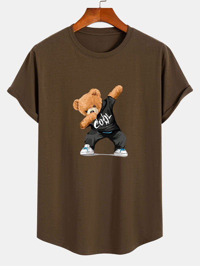 Cool Bear Print Cotton Arc Hem T-Shirt