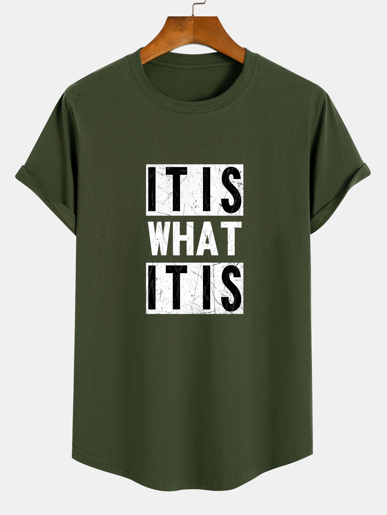 It Is What It Is Print Cotton Arc Hem T-Shirt