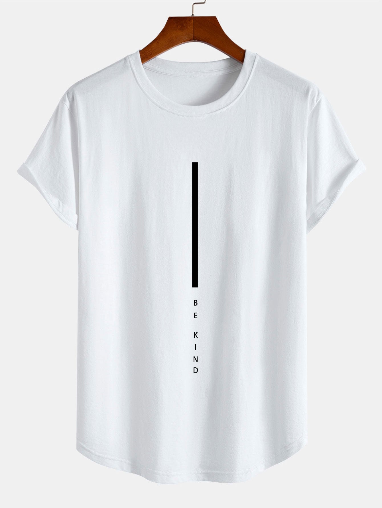Stripe Be Kind Print Cotton Arc Hem T-Shirt