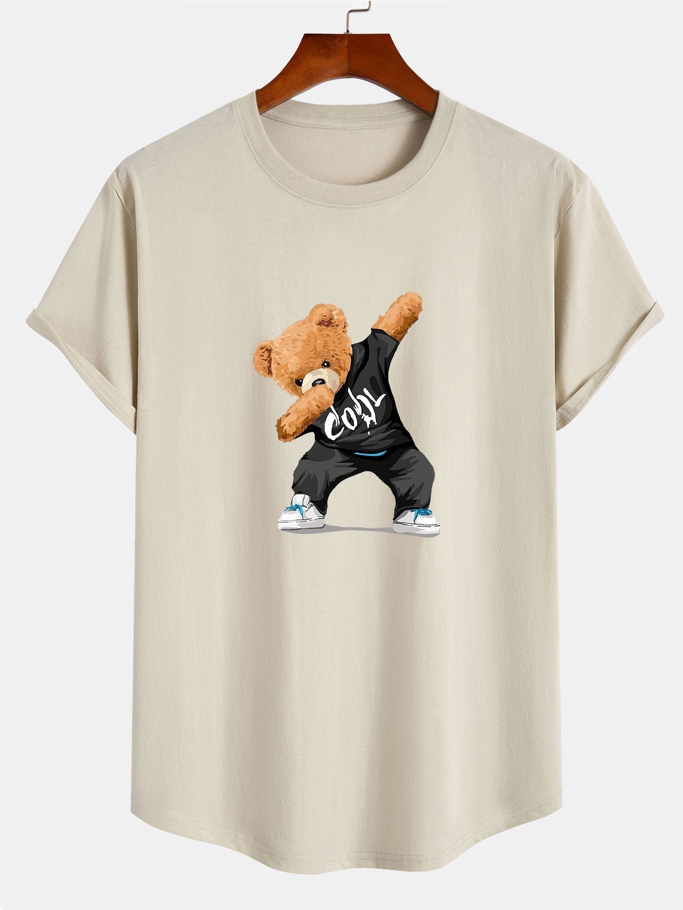 Cool Bear Print Cotton Arc Hem T-Shirt