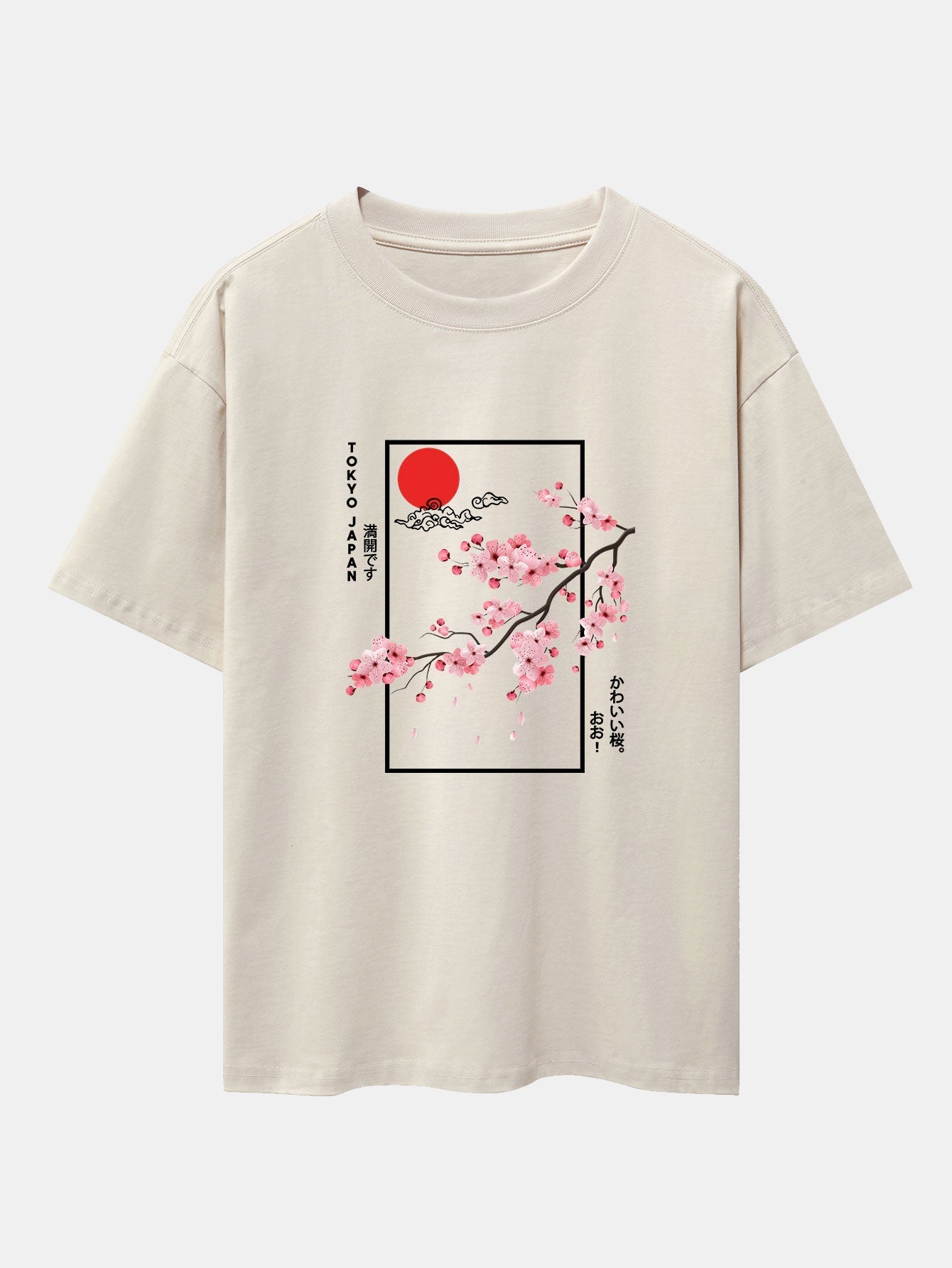 Cherry Blossom Slogan Print Drop Shoulder Oversize T-Shirt