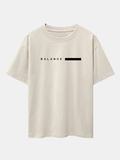 Balance Stripe Print Drop Shoulder Oversize T-Shirt