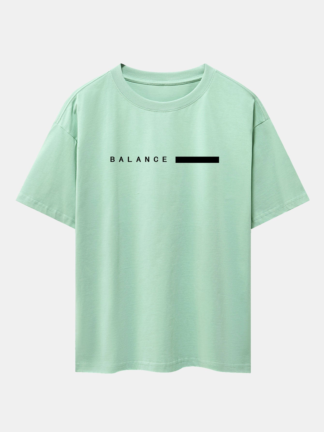 Balance Stripe Print Drop Shoulder Oversize T-Shirt