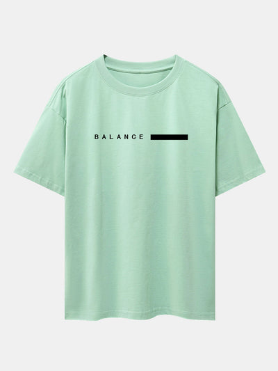 Balance Stripe Print Drop Shoulder Oversize T-Shirt