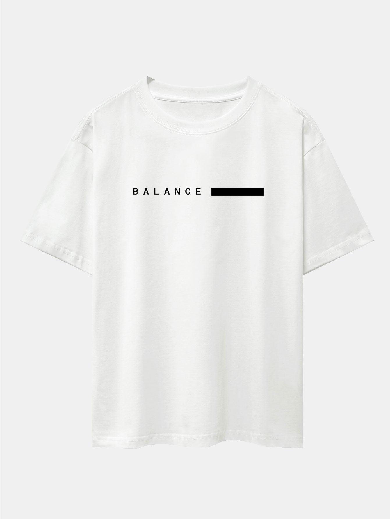 Balance Stripe Print Drop Shoulder Oversize T-Shirt