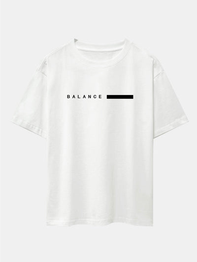 Balance Stripe Print Drop Shoulder Oversize T-Shirt