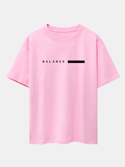Balance Stripe Print Drop Shoulder Oversize T-Shirt