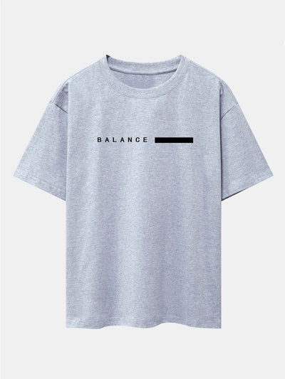 Balance Stripe Print Drop Shoulder Oversize T-Shirt