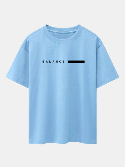 Balance Stripe Print Drop Shoulder Oversize T-Shirt