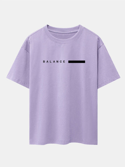 Balance Stripe Print Drop Shoulder Oversize T-Shirt