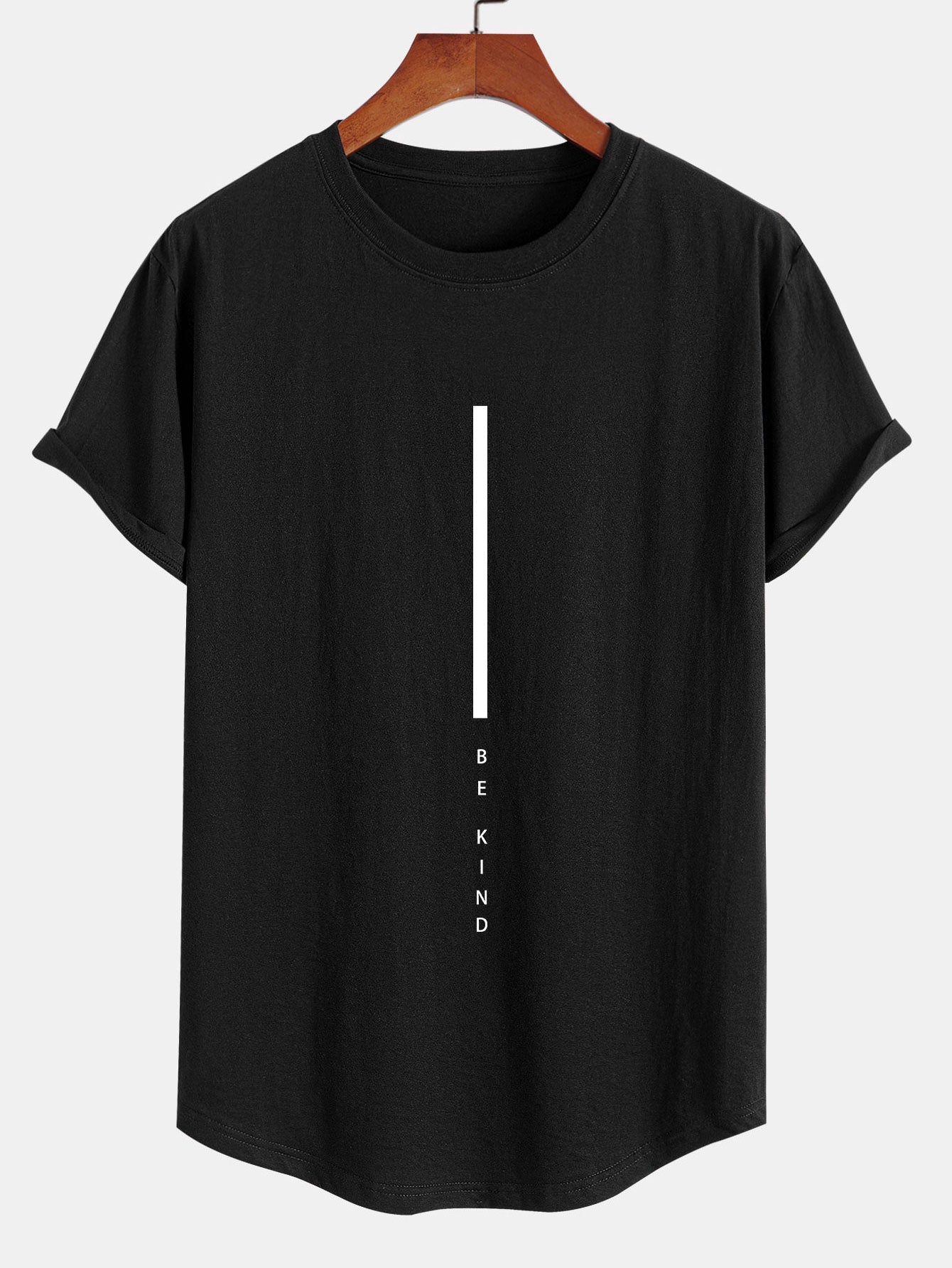 Stripe Be Kind Print Cotton Arc Hem T-Shirt