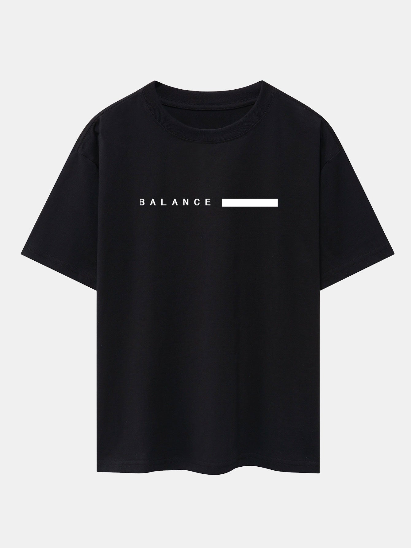 Balance Stripe Print Drop Shoulder Oversize T-Shirt