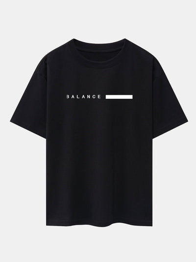 Balance Stripe Print Drop Shoulder Oversize T-Shirt