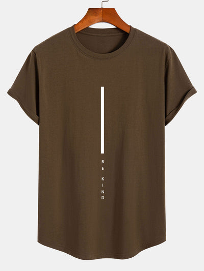 Stripe Be Kind Print Cotton Arc Hem T-Shirt