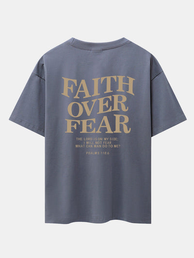 Faith Over Fear Print Drop Shoulder Oversize T-Shirt