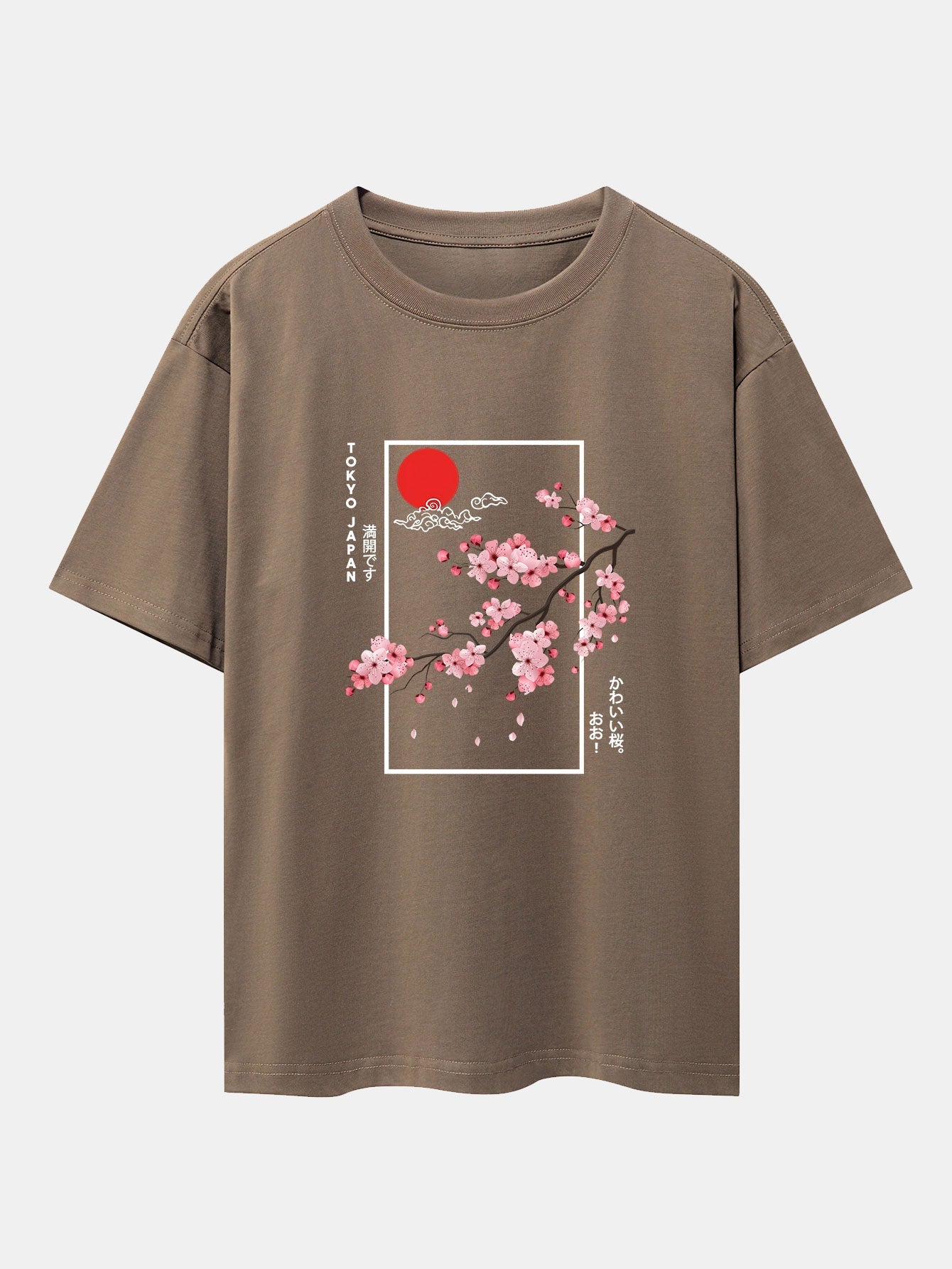 Cherry Blossom Slogan Print Drop Shoulder Oversize T-Shirt