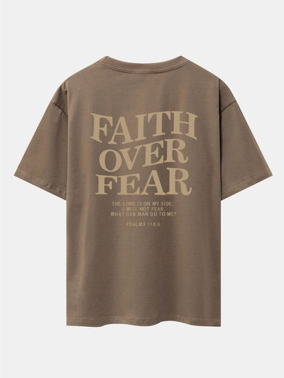 Faith Over Fear Print Drop Shoulder Oversize T-Shirt