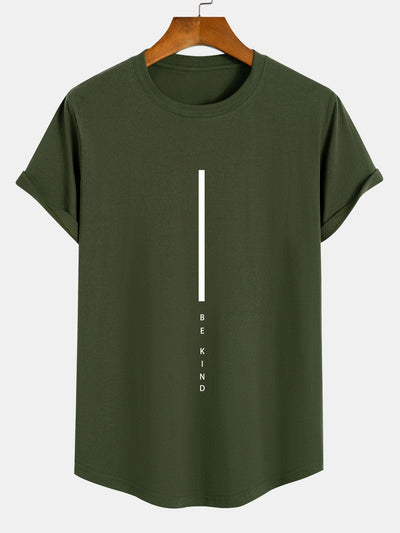 Stripe Be Kind Print Cotton Arc Hem T-Shirt