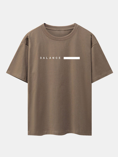 Balance Stripe Print Drop Shoulder Oversize T-Shirt