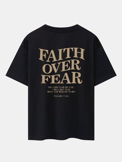 Faith Over Fear Print Drop Shoulder Oversize T-Shirt