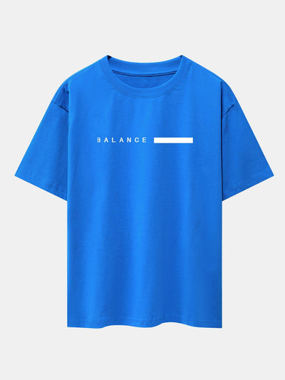 Balance Stripe Print Drop Shoulder Oversize T-Shirt
