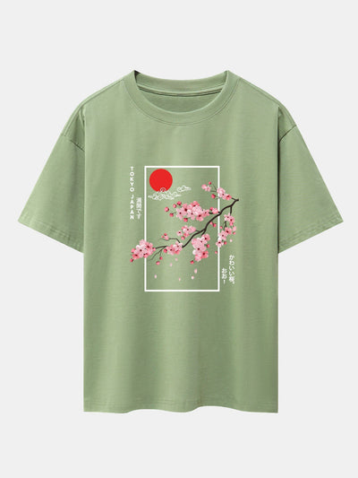 Cherry Blossom Slogan Print Drop Shoulder Oversize T-Shirt