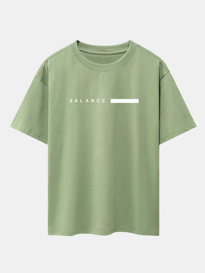 Balance Stripe Print Drop Shoulder Oversize T-Shirt