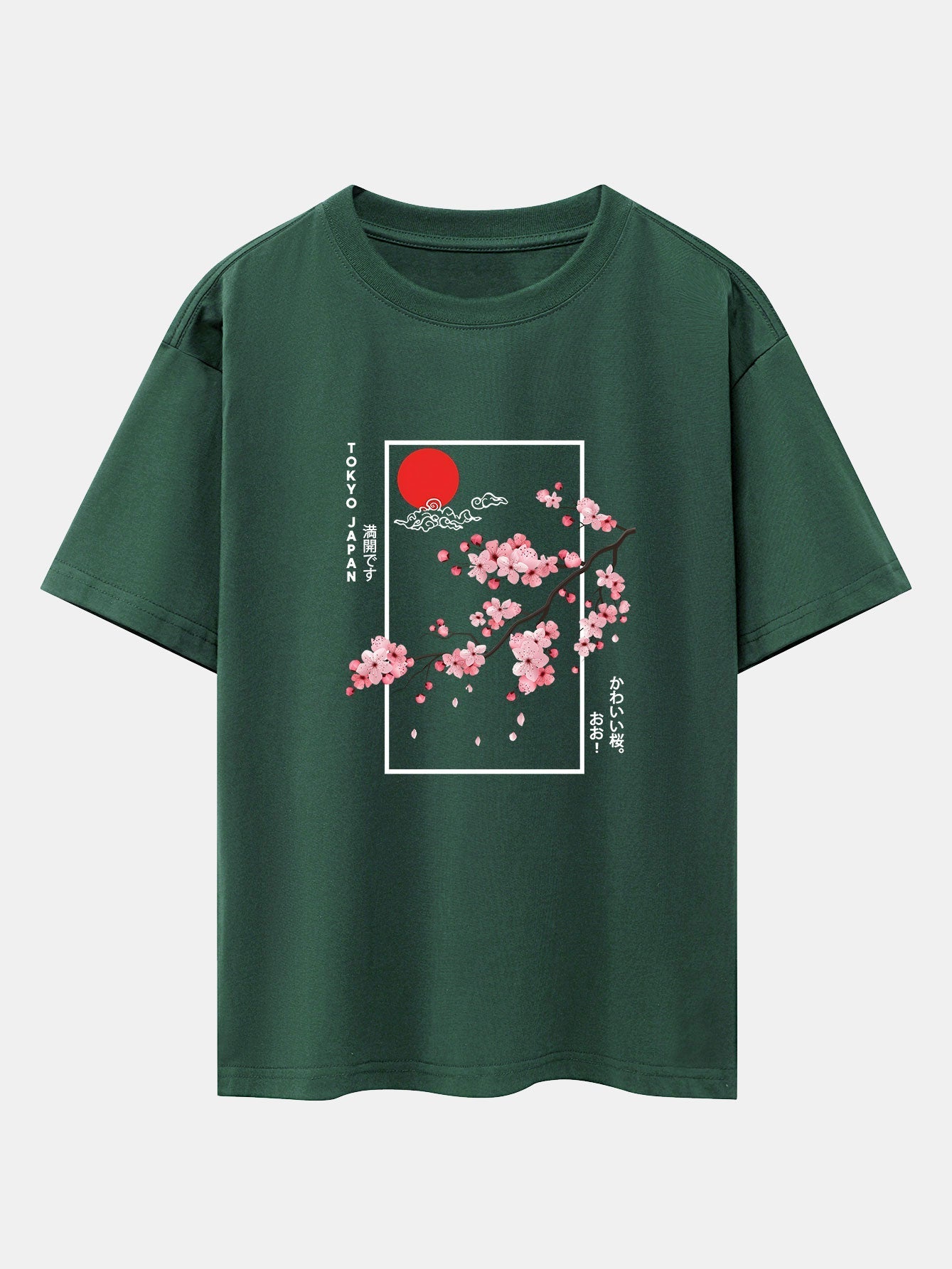 Cherry Blossom Slogan Print Drop Shoulder Oversize T-Shirt