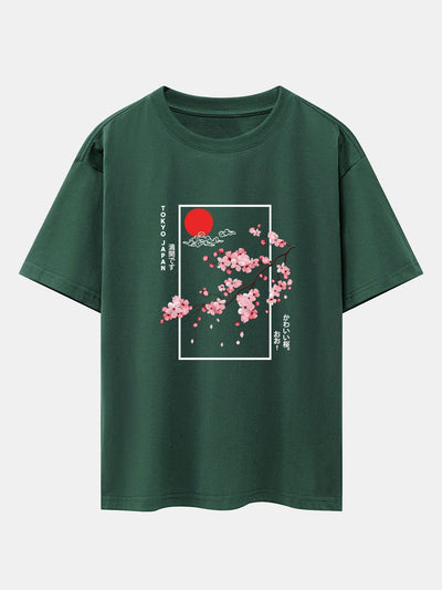 Cherry Blossom Slogan Print Drop Shoulder Oversize T-Shirt