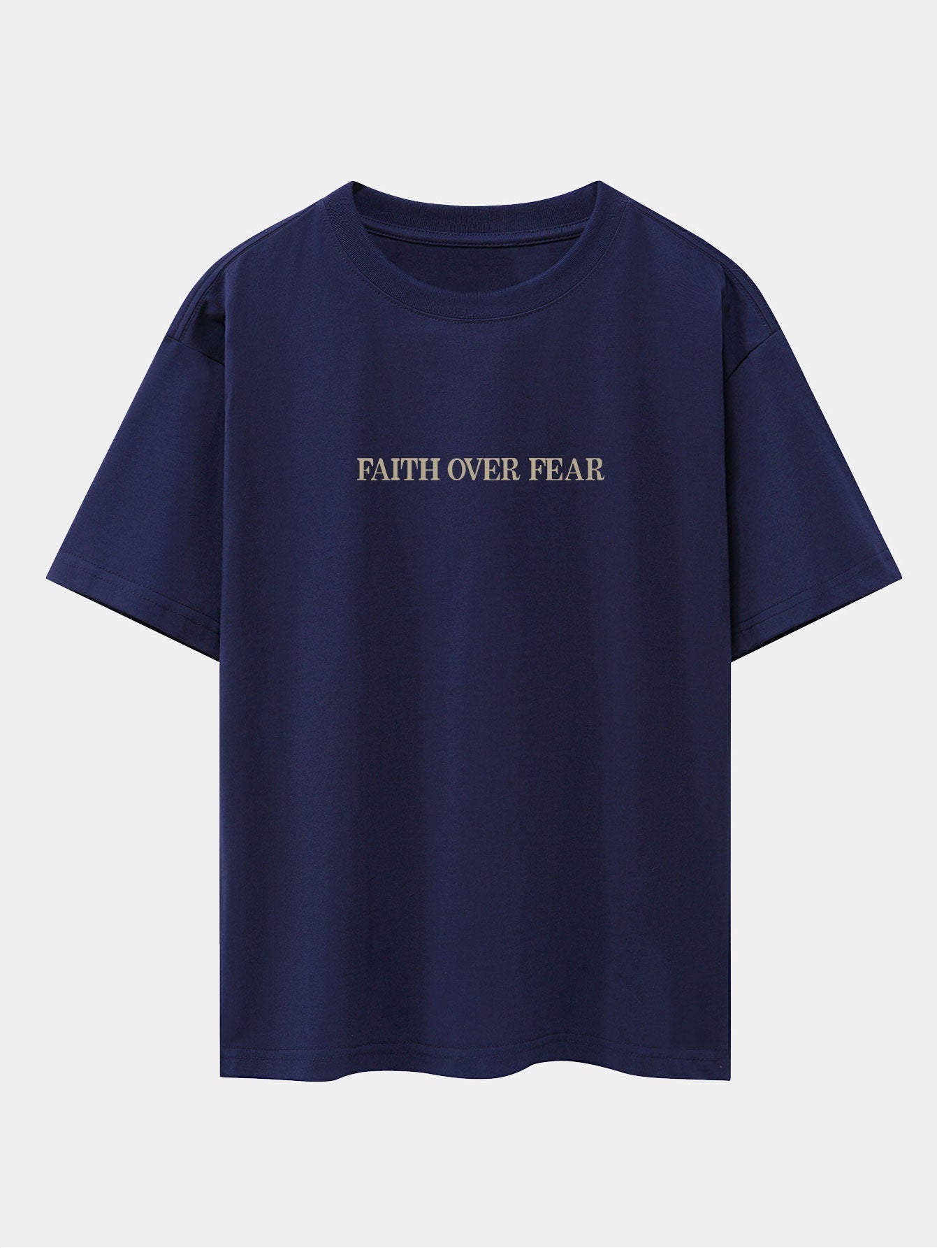Faith Over Fear Print Drop Shoulder Oversize T-Shirt