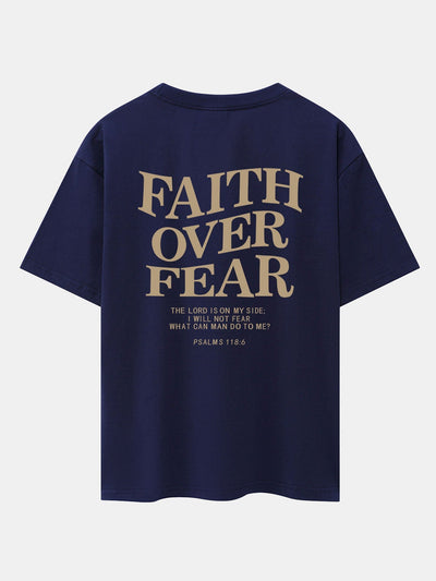 Faith Over Fear Print Drop Shoulder Oversize T-Shirt
