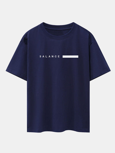 Balance Stripe Print Drop Shoulder Oversize T-Shirt