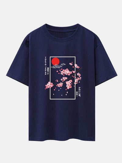 Cherry Blossom Slogan Print Drop Shoulder Oversize T-Shirt