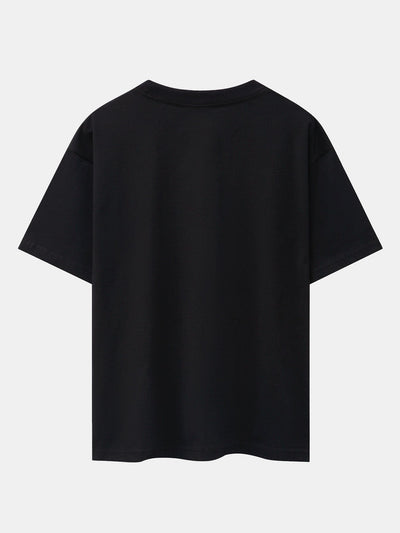 Graffiti Bear Print Drop Shoulder Oversize T-Shirt
