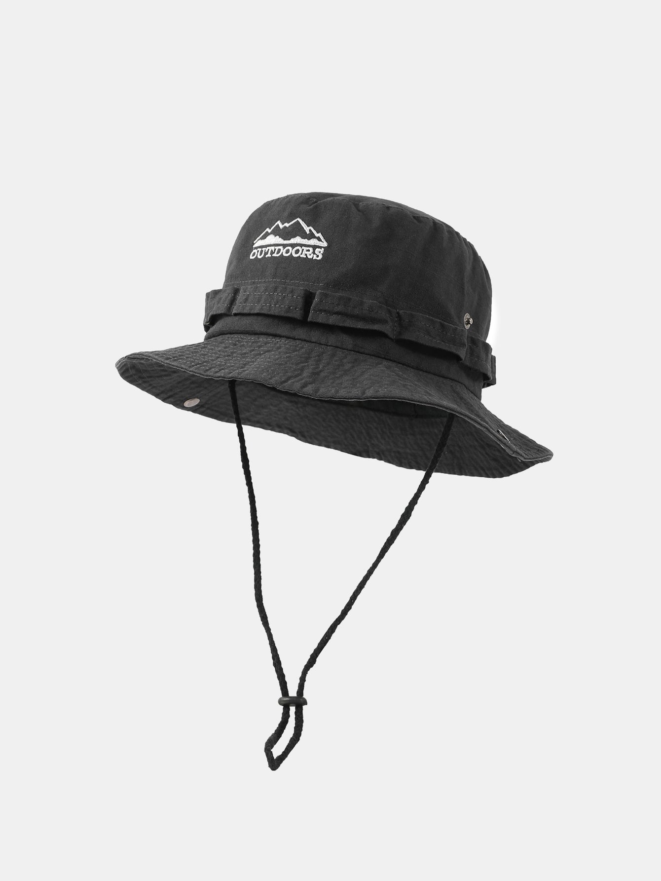 Mountain Pattern Bucket Hat With Chin Strap