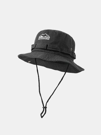 Mountain Pattern Bucket Hat With Chin Strap