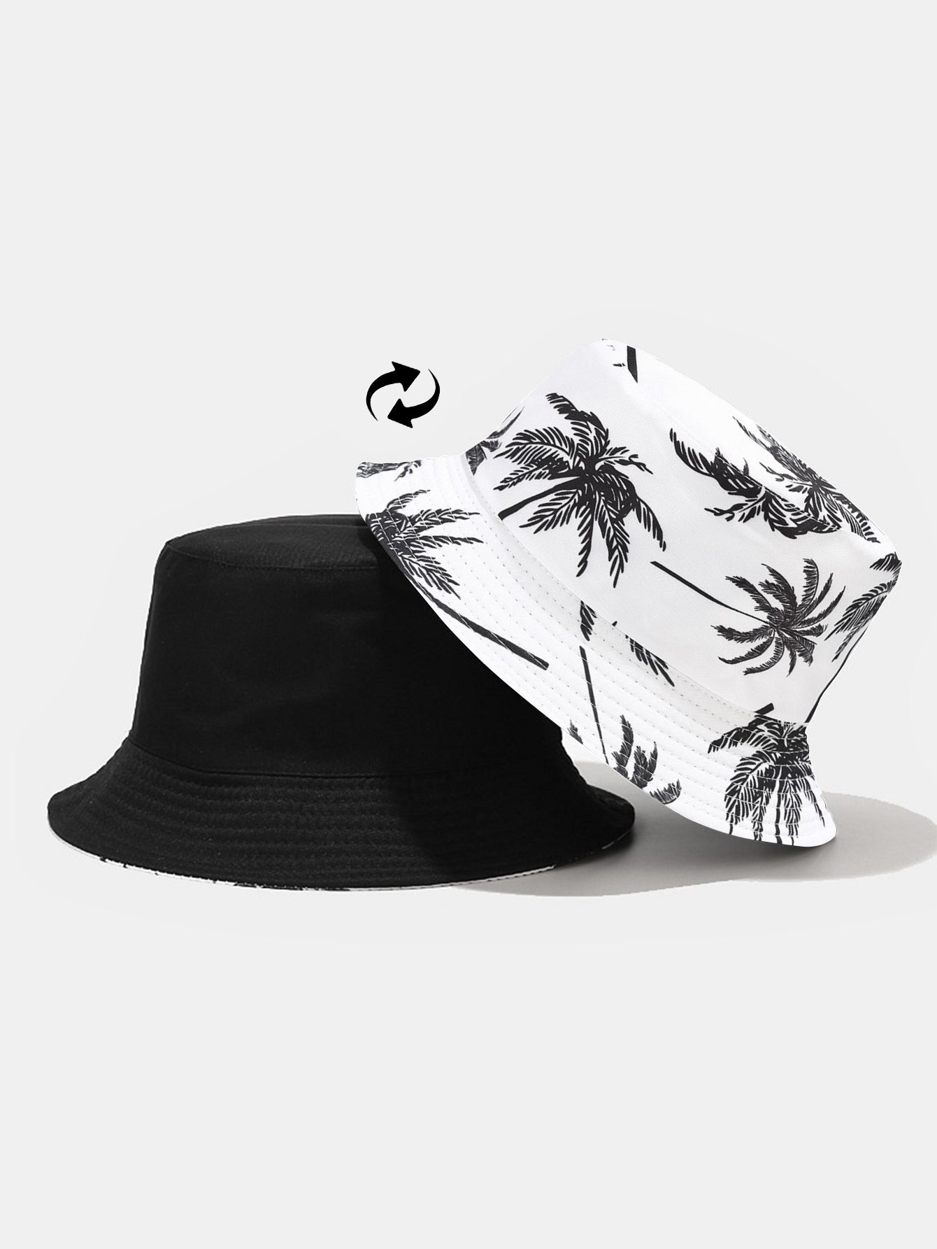Double Side Reversible Palm Tree Pattern Bucket Hat