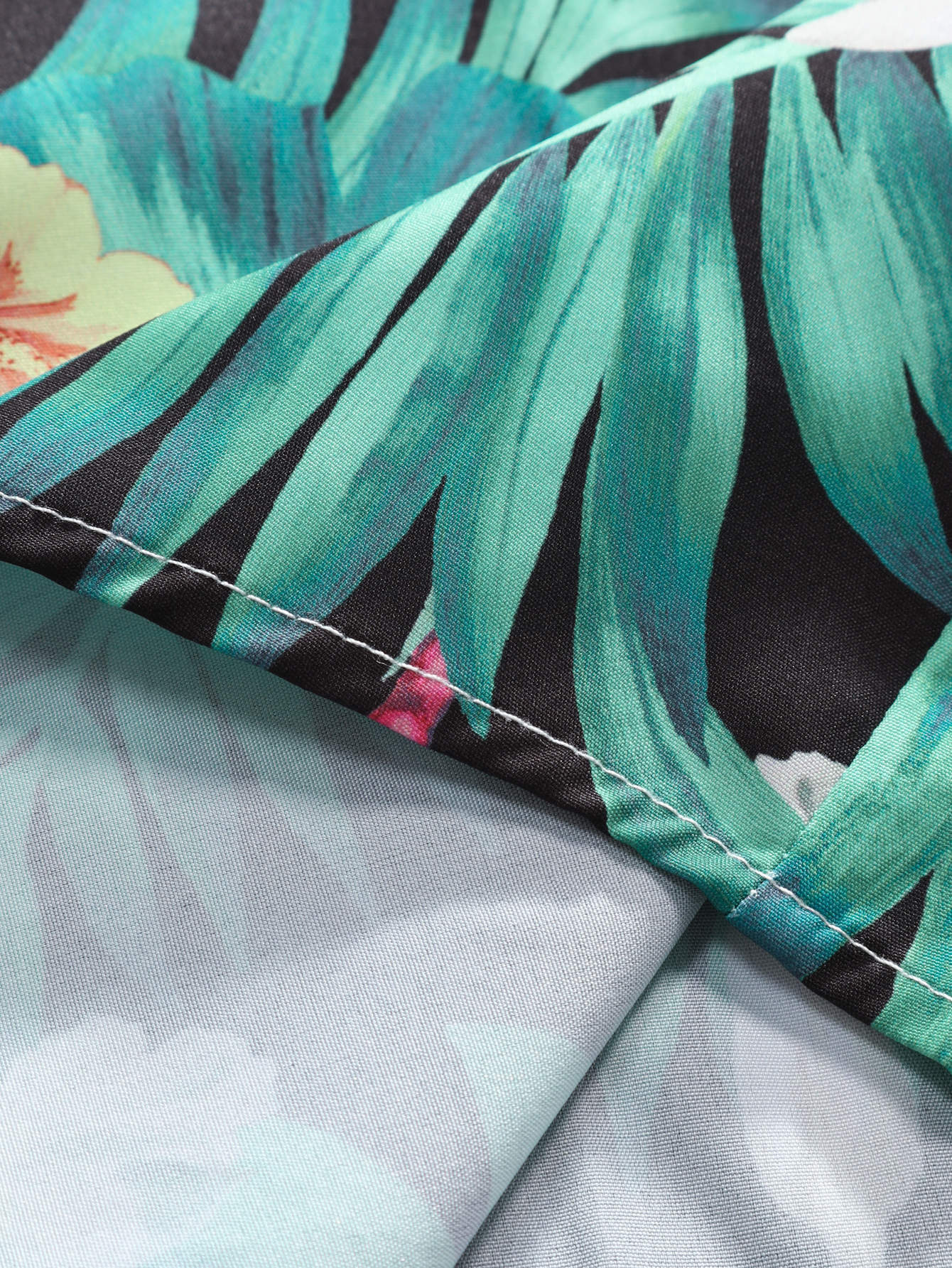 Tropical Flowers Print Button Up Shirt
