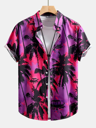 Palm Tree Print Button Up Shirt