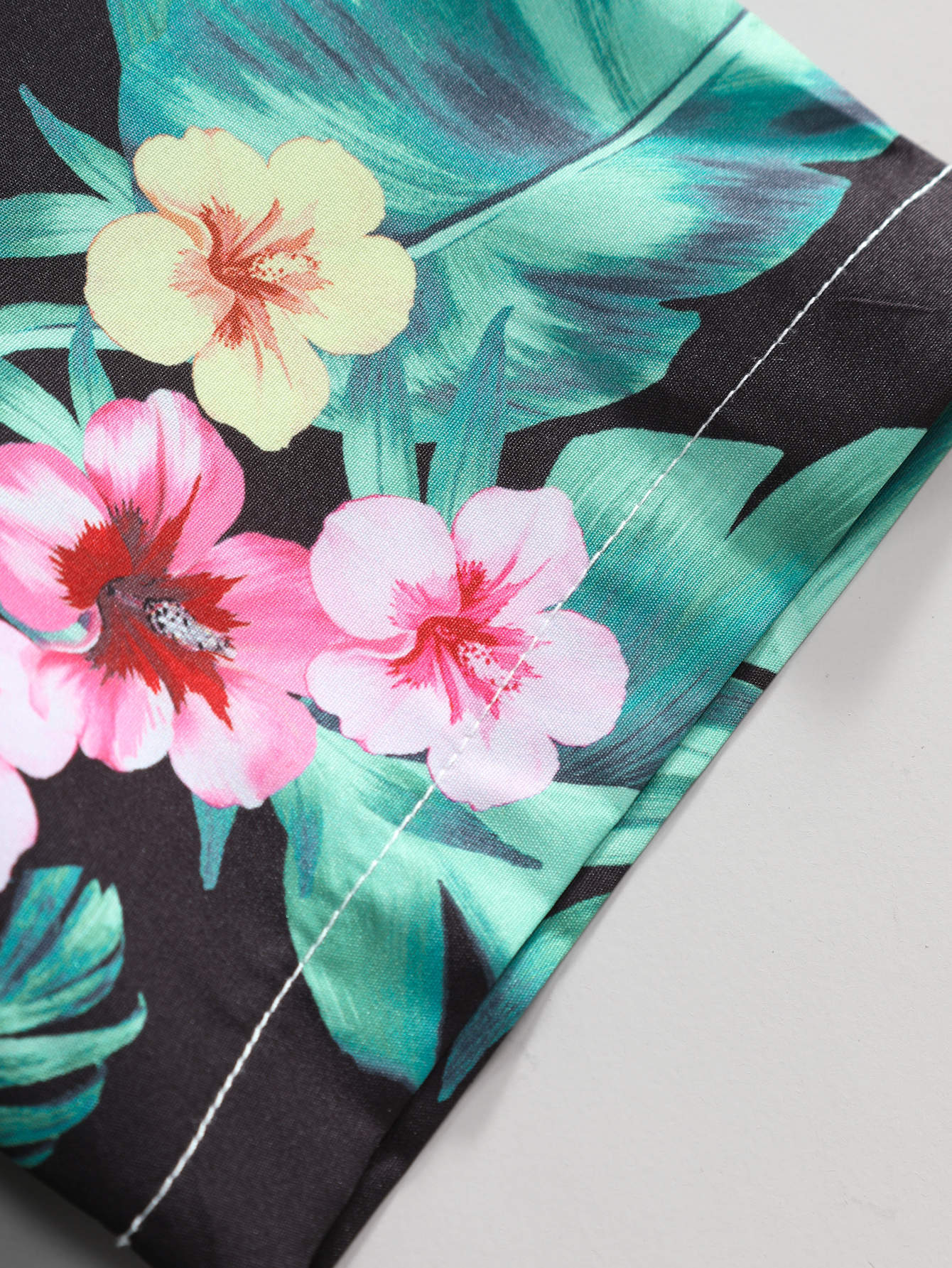 Tropical Flowers Print Button Up Shirt