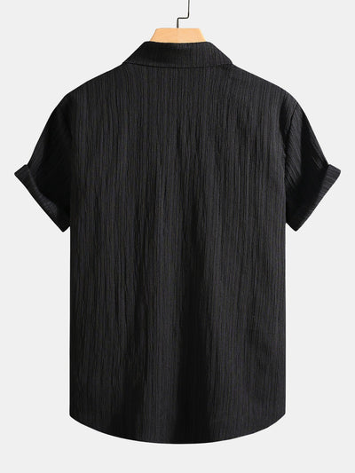 Wrinkled Texture Print Button Up Shirt