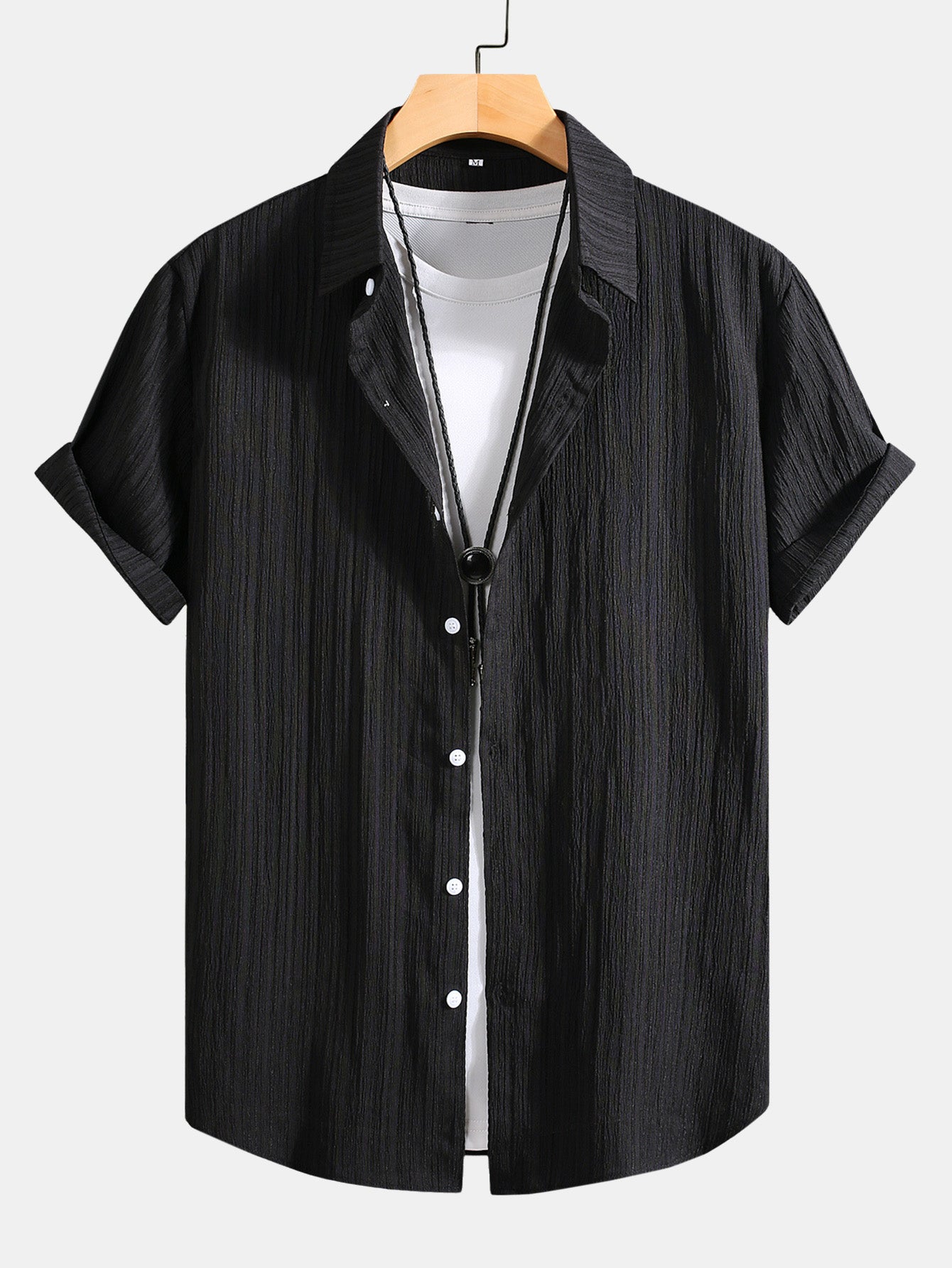 Wrinkled Texture Print Button Up Shirt