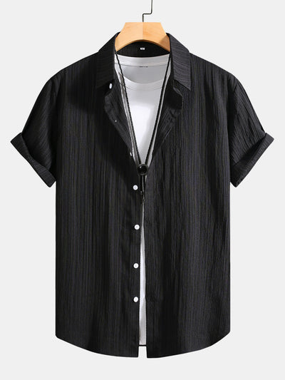 Wrinkled Texture Print Button Up Shirt