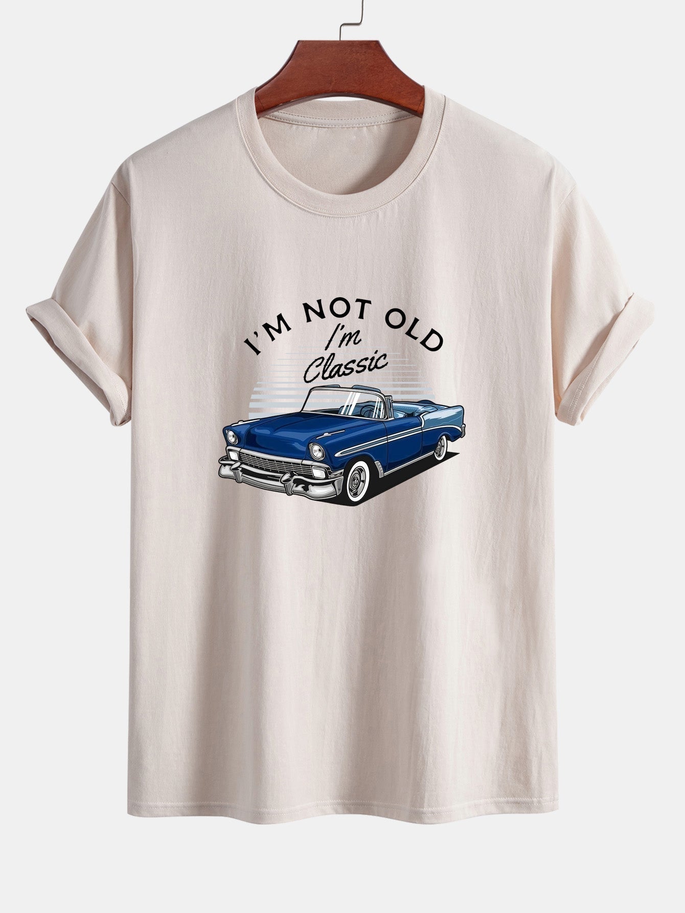 Regular Fit Car Slogan Print Cotton T-Shirt