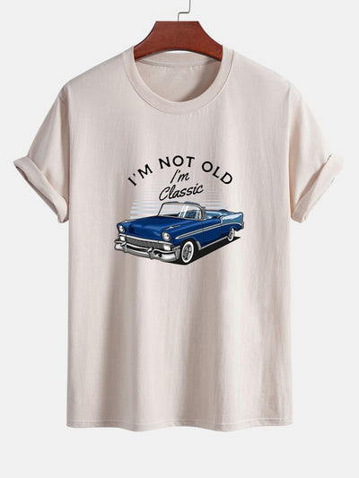 Regular Fit Car Slogan Print Cotton T-Shirt