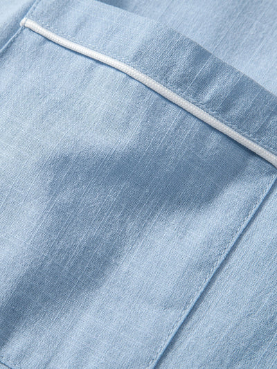 Linen Look Contrast Button Up Shirt