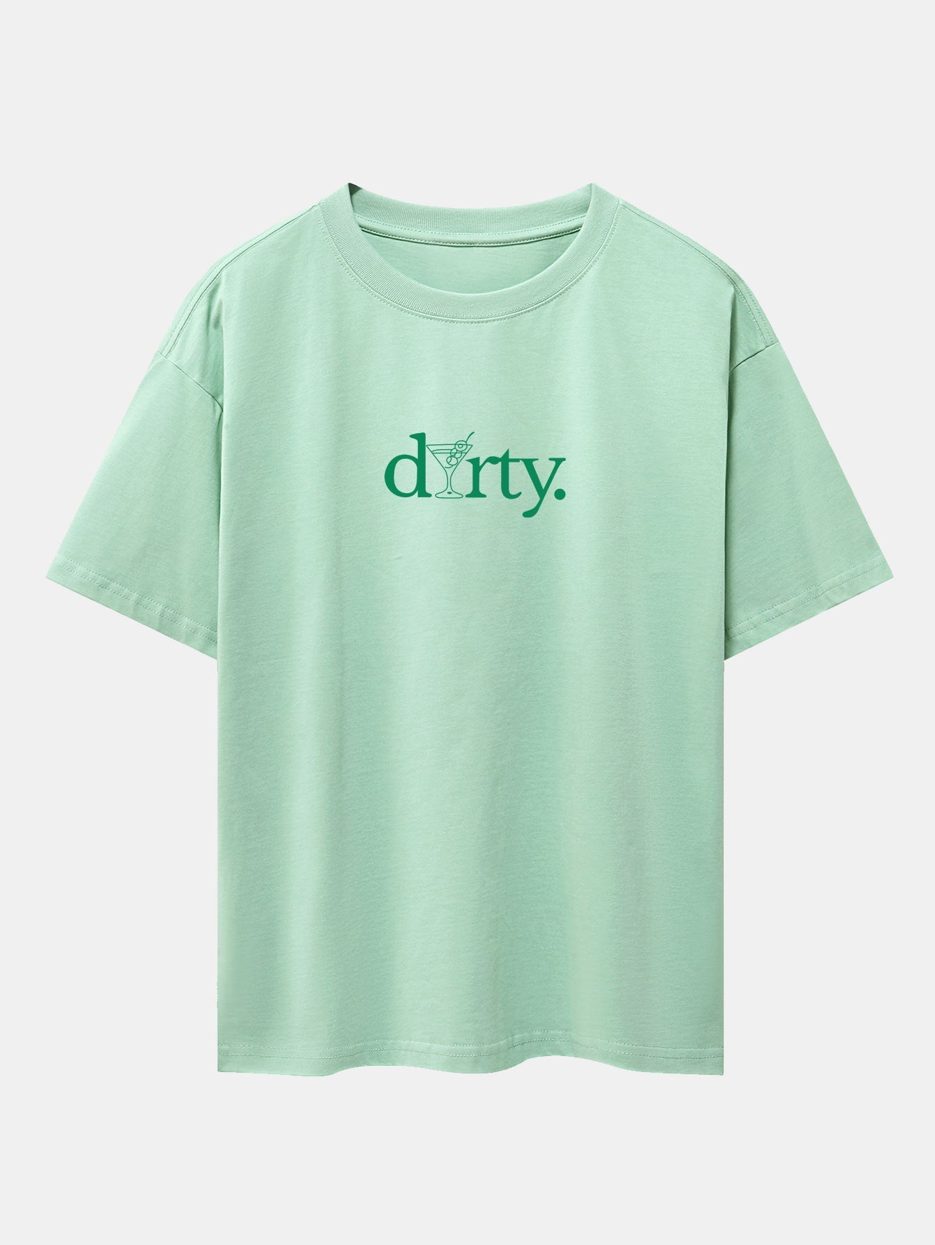 Dirty Cocktail Glass Print Drop Shoulder Oversize T-Shirt