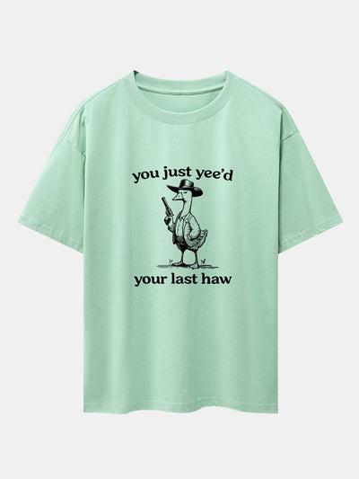 Cowboy Goose Print Drop Shoulder Oversize T-Shirt