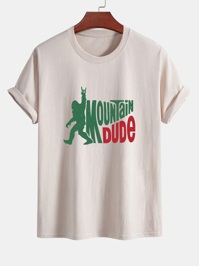 Regular Fit Mountain Dude Print Cotton T-Shirt
